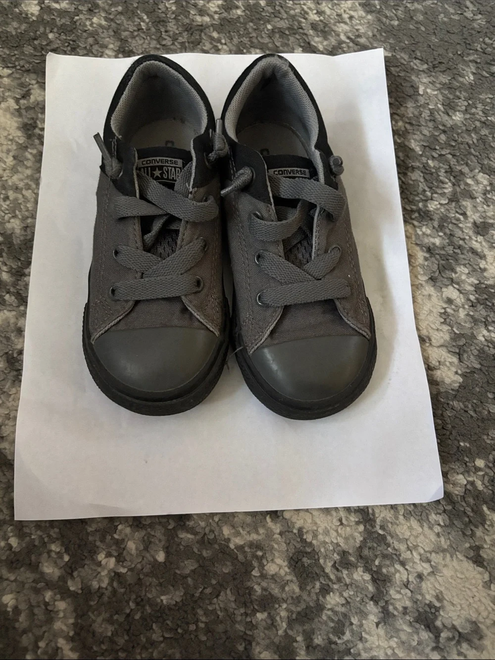 Converse Kids Gray Low-Top Canvas Sneakers with Black Sole